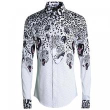 Luxury Men Shrit 100% Cotton Polka Dot And Leopard Head Printed Mens Shirts Casual Slim Fit Fashion Men Shirt Long Sleeve 2024 - buy cheap