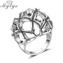 Mytys-anillo redondo de bola geométrica hueca para mujer, diseño Retro, joyería de corte antiguo, regalo de Palacio, R1993 2024 - compra barato