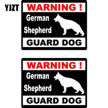 YJZT 15*11.5cm 2x Cartoon WARNING German Shepherd Guard Dog Retro-reflective Decals Car Window Sticker C1-8148 2024 - buy cheap