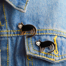 Broche fantasma de personalidade e corpo de gato, broche exagerado para personalidade e estilo rock, roupas combinando com decoração de mochila 2024 - compre barato