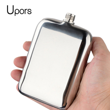 UPORS-Mini frasco portátil de acero inoxidable para Alcohol, frasco de bolsillo con tapa de tornillo, espejo, 6OZ 2023 - compra barato