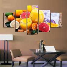 Modular Picture HD Prints Canvas Painting Fruit Juice 5 Pieces Restaurant Cuadros Modern Home Decoration Wall Art Artwork Poster 2024 - buy cheap