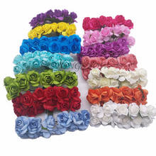 144Pcs 2CM Multicolor Paper Artificial Flowers Mini Rose Flower Head for Wedding Bouquet Scrapbooking Party Fake Rose Decoration 2024 - buy cheap