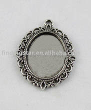 FREE SHIPPING 50pcs Tibetan sivler glue on bail picture frame Cabochon Settings Pendant Trays oval charm  A11665 2024 - buy cheap