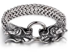 New Arrive Men's Heavy   Strong Stainless Steel Solid Two Dragon Head Bracelet Multilayer figaro Chain High Quality 8.26'' 2024 - buy cheap