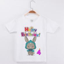 Short Sleeve Casual Tshirts Clothes Boys Happy Birthday Numeral Girls T Shirt Rabbit Printing Kids Cotton Boy Children Clothing 2024 - buy cheap
