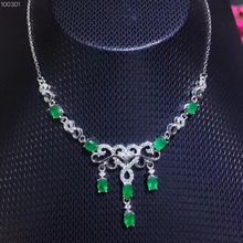 Verde Natural emerald Necklace gemstone natural Pingente Colar S925 mulheres geometria Luxuoso gota de Água presente Da Jóia de prata 2024 - compre barato