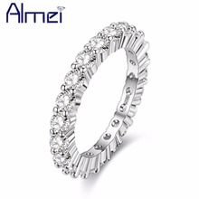 Almei женское кольцо с серебряным кристаллом, обручальное кольцо, ювелирные изделия, модные циркониевые кубические циркониевые камни, серебряные кольца Y041 2024 - купить недорого