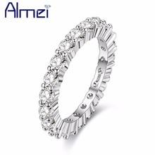 Almei Womens Anel Aliança De Casamento De Cristal Jóias de Prata Moda Zircão Cúbico Zircônia Cúbica Pedras Anillos de plata Y041 2024 - compre barato