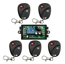 New DC12V 1CH 1 Circuitos de RF Sistema de interruptor de controle remoto sem fio, 5 X Transmissor + 1 X Receiver, 315/433 MHZ janela/Portas de Garagem