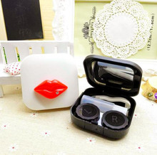 Liusventina capa de lentes de contato com espelho, "diy resina fofa lábios vermelhos kiss para os amantes estojo de lentes de contato com espelho para presente para meninas 2024 - compre barato