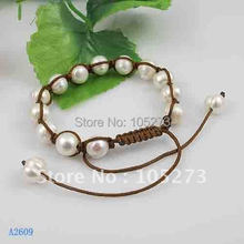 Handmade pearl bracelet white color genuine freshwater pearl size:8-9mm length:7.5-9''inchs fashion bracelet New free shipping 2024 - buy cheap