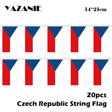 Yazanie bandeiras nacionais 14*21cm 20pçs, 5 metros pequena república tcheca cordas de pendurar bandeiras nacionais e faixas para decoração de casa 2024 - compre barato