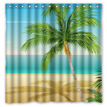Eco-friendly Polyester Fabric 180*180cm Modern Design Palm Tree Print Waterproof Bathroom Shower Curtain 2024 - buy cheap