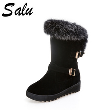 LDHZXC-Botas de nieve de tacón alto para mujer, zapatos de piel gruesa fríos, Botas largas de invierno, calzado para mujer, 11 12 talla grande, 2020 2024 - compra barato