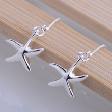 Блестящие светлые посеребренные серьги в виде морской звезды 925 ювелирные изделия для женщин Серебряные серьги LQ-E090 BQCSWHVP 2024 - купить недорого