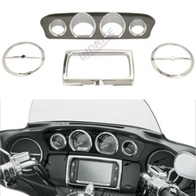 Dashboards chrome carenagem interna guarnição kit para harley electra glide rua glide ultra limitada 2014-2018 2024 - compre barato