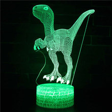 Lámpara 3D con temática de dinosaurio, luz LED nocturna con 7 colores cambiantes, lámpara de ambiente táctil, regalo de Navidad, envío directo 2024 - compra barato