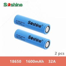 2 шт. оригинальный SOSHINE 18650 3,2 v 1600mah Высокая емкость 32A аккумуляторная батарея LiFePo4 батареи Синий Новый для светодиодных фонарей 2024 - купить недорого