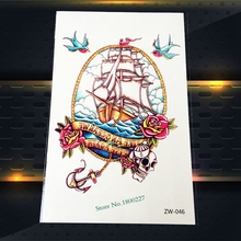 Крутая Пиратская лодка татуировка для мужчин и женщин временный боди-арт тату наклейка военные череп Ласточка дизайн водонепроницаемая татуировка на руку PZW46 2024 - купить недорого