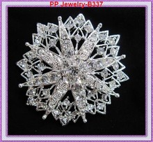 Retail!!Clear Diamante Crystal Big Brooch Elegant Woman Jewelry Pins Silver Plated Wedding Brooch 2024 - buy cheap
