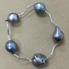 100% nature freshwater pearl bracelet ,big black or white baroque pearl bracelet 2024 - buy cheap