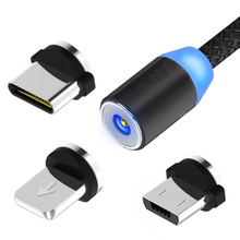Cable de nailon trenzado para iPhone, cable de carga 3 en 1 con imán de interfaz USB circular de 2,4 a, 8 pines, Micro USB, tipo C 2024 - compra barato
