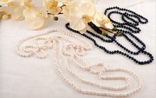 200CM Super largo Color blanco collar de perlas naturales de agua dulce Real joyería de perlas suéter collar 10 unids/lote 2024 - compra barato