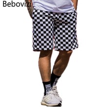 Bebovizi Brand Summer Fashion Casual Checkerboard Plaid Shorts Street Hip Hop Men Women Justin Bieber Sweatpants Joggers 2024 - buy cheap