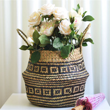 2019 New  seagrass wicker basket flower pot folding basket dirty Storage Basket Rattan Decoration For Home  Baskets Garden C3027 2024 - buy cheap