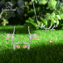 Lotus Fun Real 925 Sterling Silver Natural Pearl Fine Jewelry Waterdrop from Olive Leaves Jewelry Set with Drop Earring Necklace 2024 - buy cheap