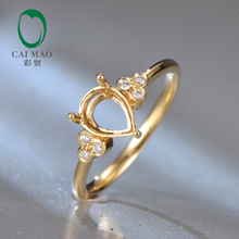 18Kt Yellow Gold Diamond Semi Mount Engagement Ring Setting Pear 6x8mm 2024 - buy cheap
