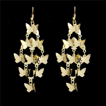 New Arrival Fashion Cute Animal Gold Color Butterfly Long Earrings Jewelry Multilayer Alloy Tassel Statement Earrings for Women 2024 - buy cheap
