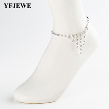 Yfjewe tornozeleiras com pingentes borla, pingentes com corrente para os pés verão yoga praia perna bracelete artesanal ouro rosê cor prata joias a010 2024 - compre barato