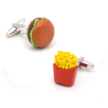 Men's Hamburger & Fries Cuff Links Copper Material Yellow Color 2024 - buy cheap
