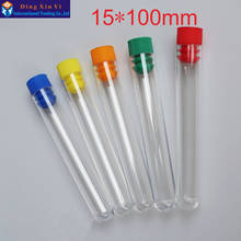 20pcs/lot 15*100mm High transparency plastic test tube with Stopper hard plastic tube polystyrene test tube The color can choose 2024 - buy cheap