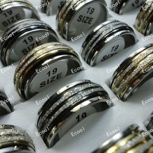 15 unids/lote nunca se desvanecen de giro giratorio de acero inoxidable anillos de boda para las mujeres o los hombres, anillo de joyas, venta al por mayor lotes LR307 2024 - compra barato