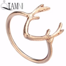 QIAMNI Hot Fashion Natural Cute Animal Antler Deer Rings for Women and Girls Party Valentine and Wedding Gifts 2024 - buy cheap