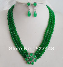 Лидер продаж, Модный комплект из ожерелья с зеленым камнем, ожерелье и сережки в виде цветка натуральные украшения 2024 - купить недорого