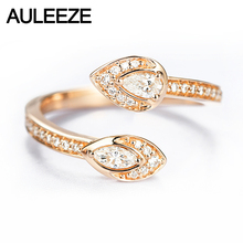 AULEEZE Snake Head 0.2ctw Real Natural Diamond Ring 18k Rose Gold Pear Shape and Marquise Shape Diamond Party Rings For Women 2024 - buy cheap