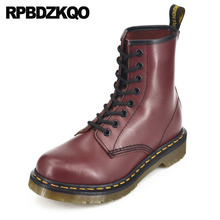 Toe Redondo Tamanho Grande Couro Legítimo 12 44 Vinho Vermelho Amarrar Militares Chunky Combate Mulheres Botas De Tornozelo Casual Lace-up Botas Outono 10 Sapatos Chineses Damas Moda Novas Curto 2024 - compre barato