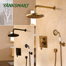 YANKSMART Bathroom Bath Wall Mounted Hand Held Antique Brass Shower Head Kit Shower Faucet Sets Antique Brass And Black 2024 - buy cheap