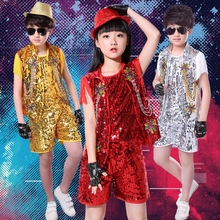 New children's jazz dance costumes girls drums performance clothing children's modern dance sequins set 2024 - buy cheap