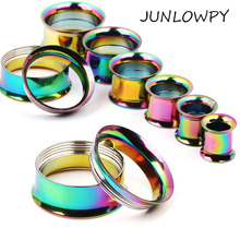 JUNLOWPY-Piercing interno con rosca de arcoíris, tapón para la oreja, mezcla de 5-20mm, 72 unidades por lote, joyería para el cuerpo, túnel para la carne y la oreja 2024 - compra barato