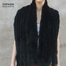 Real Knit Rex Rabbit Fur Scarf Women Winter Warm Natural pure fur shawl Free shipping TFP574 2024 - buy cheap