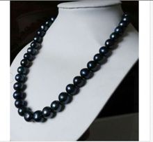 huge 12-14mm Tahitian black green round pearl necklace 18" 2024 - buy cheap