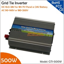 10.5-28V DC to AC 110V or 220V MPPT Solar Inverter 500W Grid Tie Inverter for 18V solar power system or 24V Battery 2024 - купить недорого