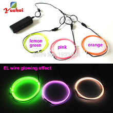 Fio de luz neon flexível 3v 3 metros cor verde limão/laranja/rosa 1.3mm el cabo para decoração de festa em carro luz 2024 - compre barato