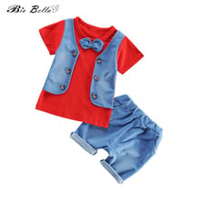 Baby Boys Summer Clothes Children Clothing Set for Boy Short Sleeve Bow Tie  Shirts+Short Jeans Cool Denim Shorts Boys Suit 2024 - buy cheap