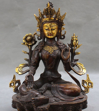 Estátua do buda deusa iluminada mahayana, em bronze verde do tibete antigo, 11 polegadas, k3652 2024 - compre barato